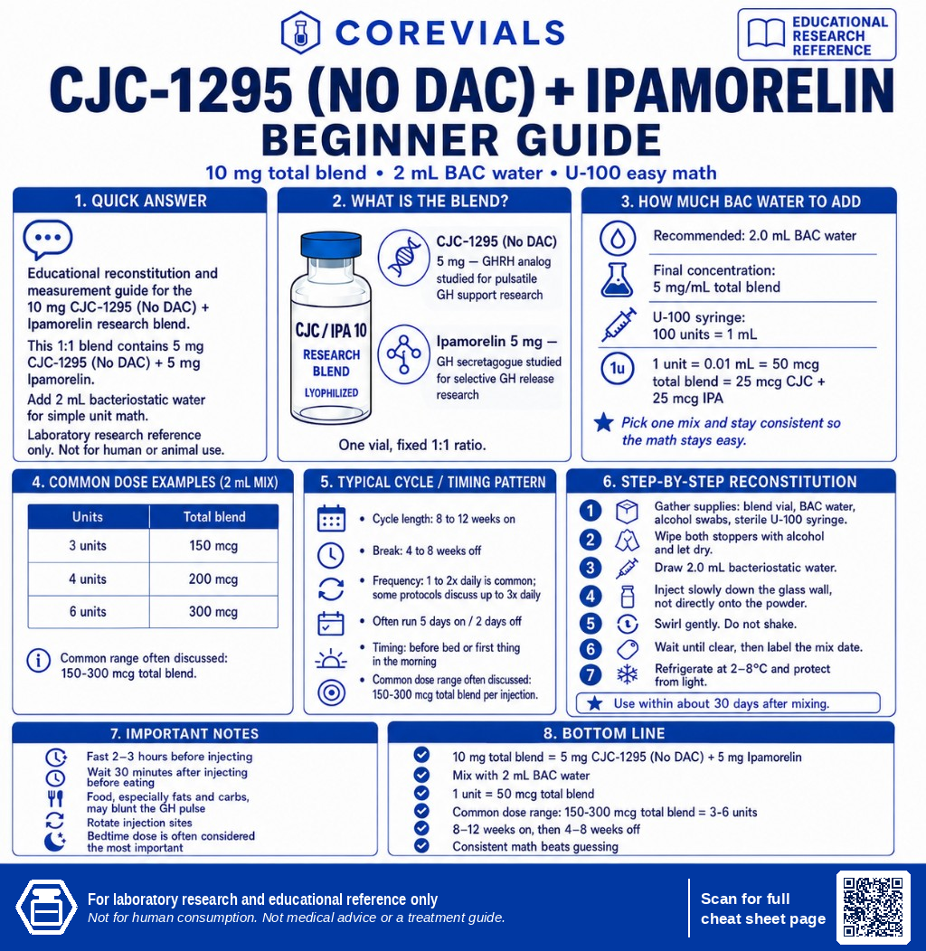 CJC-1295 No DAC and Ipamorelin 10 mg blend beginner guide with 2 mL BAC water and U-100 unit math