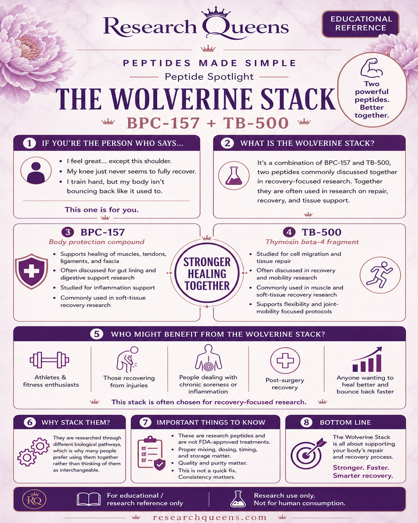 Wolverine 10 beginner guide cheat sheet with 2 mL BAC reconstitution and unit math for BPC-157 and TB-500